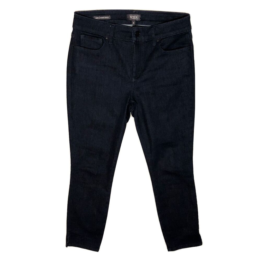 NYDJ Ami Skinny Ankle Dark Wash Side Slit Cuff Jeans MDNM2221 1014483 SZ 8 TTT10